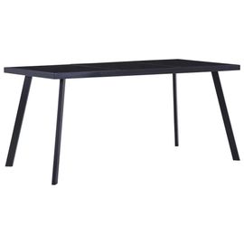 Table A Manger En Verre Trempe Et Acier | Noir, 180x90x75 Cm, Compacte, Gain De Place, Design Epure