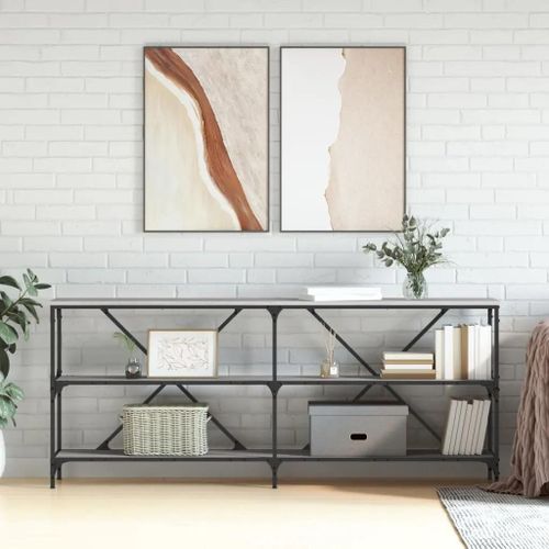 Table Console En Bois D'ingenierie Chene Sonoma Et Fer | 180x30x75 Cm, Compacte, Gain De Place, Elegante Pour Entree Ou Salon