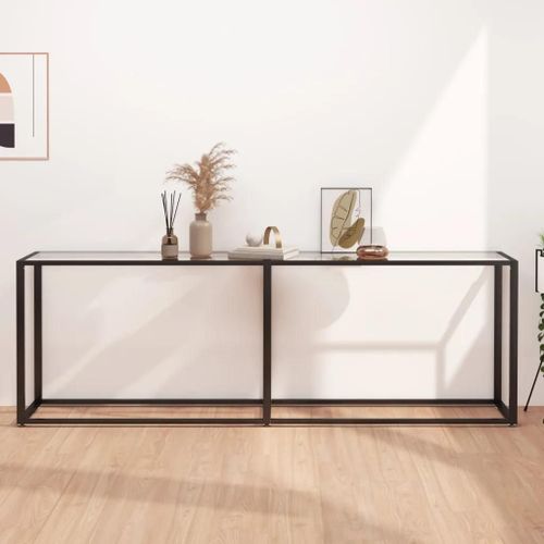 Table Console En Verre Trempe Et Acier | 220x35x75,5 Cm, Design Moderne, Gain De Place, Facile A Nettoyer