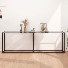 Table Console En Verre Trempe Et Acier | 220x35x75,5 Cm, Design Moderne, Gain De Place, Facile A Nettoyer