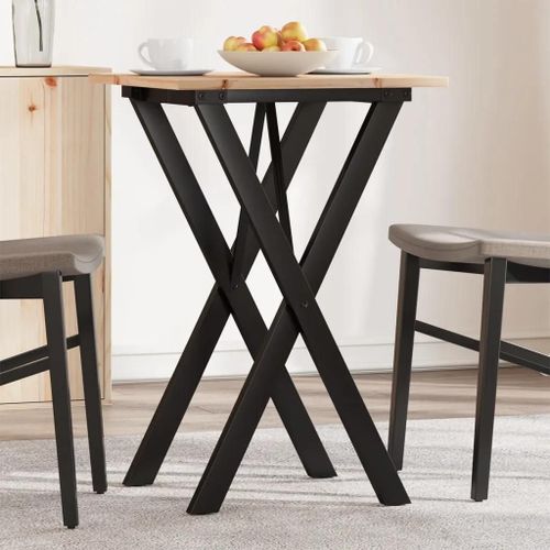 Table A Manger En Bois De Pin Massif Et Acier | Cadre En X 50x50x75 Cm, Structure Robuste, Compacte, Gain De Place