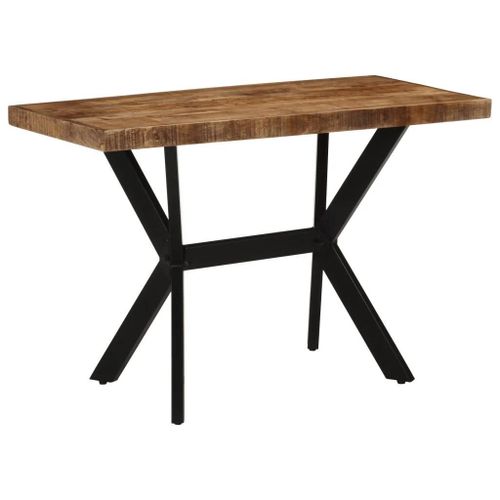 Table A Manger En Bois De Manguier Massif | 110x55x75 Cm, Style Industriel, Cadre Metal Renforce, Surface Pratique