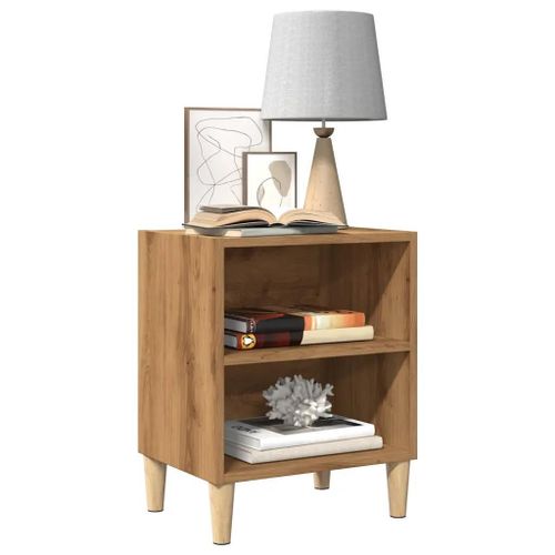 Tables De Chevet En Chene Artisanal 2 Pcs | 40x30x50 Cm, Design Elegant, Gain De Place, Surface Lisse Et Resistante A L'humidite