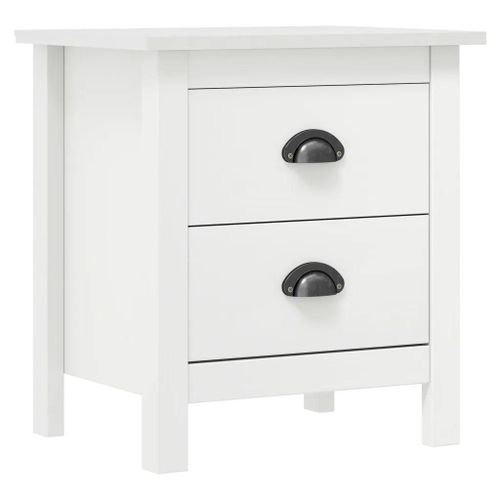 Table De Chevet En Bois De Pin Massif | 46x35x49,5 Cm, 2 Tiroirs, Compact, Gain De Place, Design Moderne