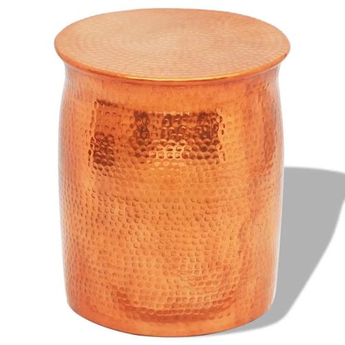 Table Basse Tabouret En Aluminium Martele | Couleur Laiton/Cuivre, Multifonctionnel, Compact, Decoration Rustique
