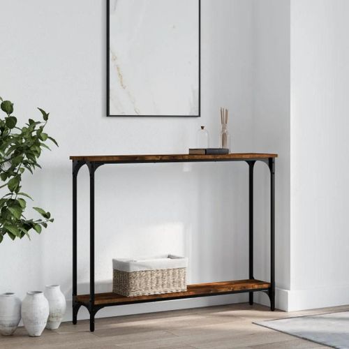 Table Console En Chene Fume | 100x22,5x75 Cm, Bois D'ingenierie, Compact, Gain De Place, Multifonctionnel Pour Entree Ou Salon