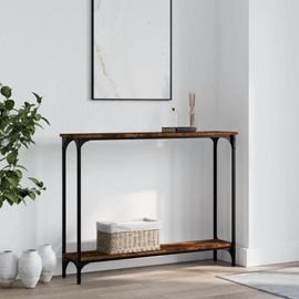 Table Console En Chene Fume | 100x22,5x75 Cm, Bois D'ingenierie, Compact, Gain De Place, Multifonctionnel Pour Entree Ou Salon