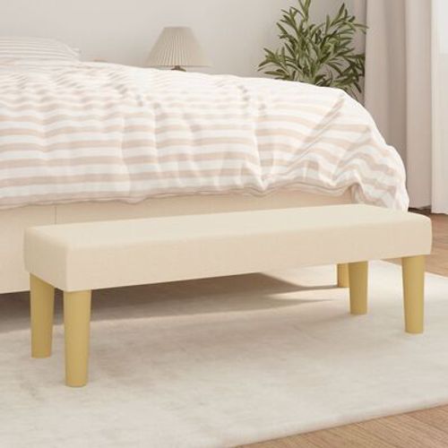 Banc En Tissu Creme 100x30x30 Cm | Rembourre Moderne, Compact, Gain De Place, Multifonctionnel Pour Salon/Chambre/Couloir, Construction En Bois Naturel Durable