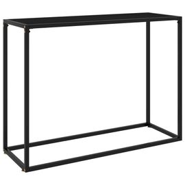 Table Console En Verre Trempe Et Acier | Noir, 100x35x75 Cm, Design Elegant, Compact, Gain De Place, Facile A Nettoyer