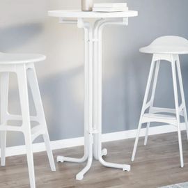 Table A Manger En Bois D'ingenierie Et Acier | ?60x110 Cm, Blanc, Compact, Gain De Place, Design Pliable