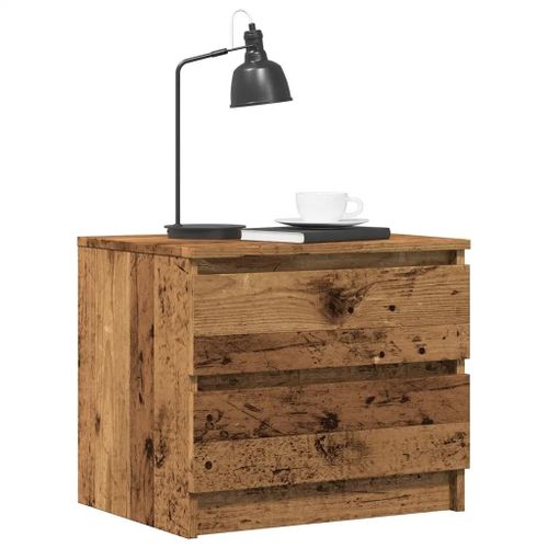 Table De Chevet En Bois D'ingenierie | 50x40x43.5 Cm, Compacte, 2 Etageres, Gain De Place, Multifonctionnelle