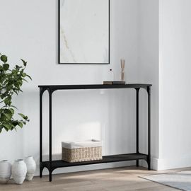 Table Console En Bois D'ingenierie Noir | 100x22,5x75 Cm, Elegante Et Durable, Gain De Place, Pieds Reglables
