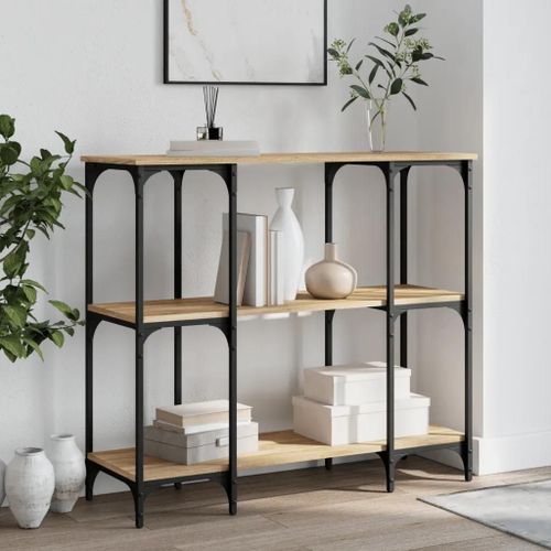 Table Console En Chene Sonoma | 102x35x90 Cm, Bois D'ingenierie, Elegante Et Durable, Gain De Place, Pieds Reglables