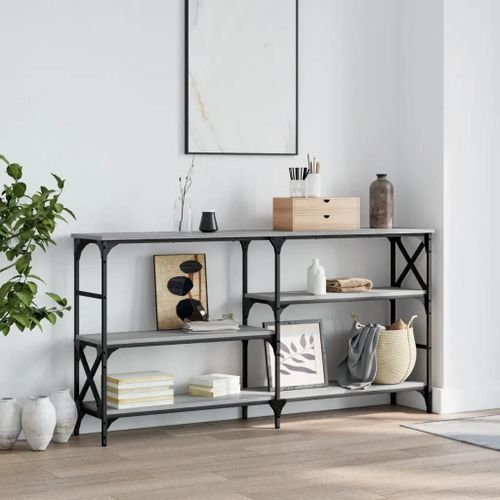 Table Console En Bois D'ingenierie Chene Sonoma | 150x29x76,5 Cm, Gris, Compacte, Gain De Place, Multifonctionnelle Pour Salon/Entree