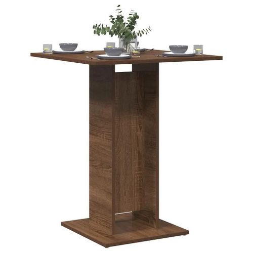 Table De Bistro En Chene Marron | 60x60x75 Cm, Bois D'ingenierie, Compact, Gain De Place, Multifonctionnel