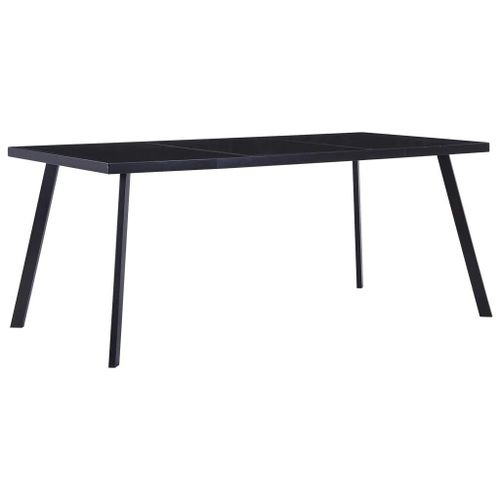 Table A Manger En Verre Trempe Et Acier | Noir, 160x80x75 Cm, Compact, Gain De Place, Design Epure