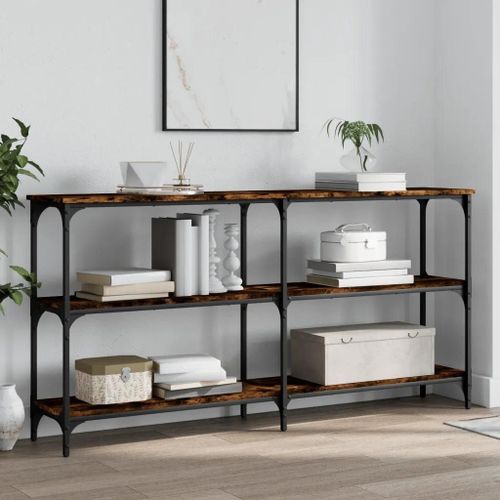 Table Console En Chene Fume | 150x29x75 Cm, Bois D'ingenierie Durable, Gain De Place, Pieds Reglables, Style Industriel