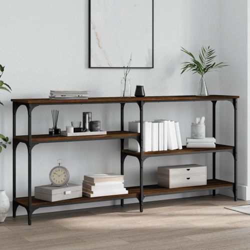 Table Console En Chene Marron | 160x29x75 Cm, Bois D'ingenierie, Elegante Et Durable, Gain De Place, Pieds Reglables