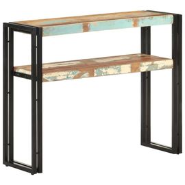 Table Console En Bois De Recuperation Massif | 90x30x75 Cm, 2 Etages, Design Intemporel, Stable Et Durable