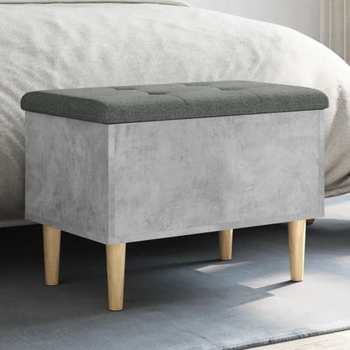 Banc De Rangement En Bois D'ingenierie Gris Beton | 62x42x46 Cm, Compact, Gain De Place, Multifonctionnel Pour Salon Ou Entree