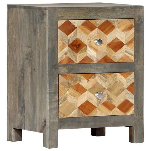 Table De Chevet En Bois De Manguier Massif | 40x30x50 Cm, 2 Tiroirs, Design Moderne, Gain De Place, Compacte