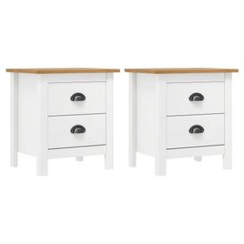 Tables De Chevet En Bois Pin Solide | 2 Pcs, 46x35x49,5 Cm, 2 Tiroirs, Compact, Gain De Place, Multifonctionnel