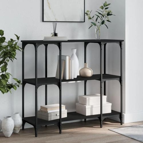 Table Console En Bois D'ingenierie Noir | 102x35x90 Cm, Elegante Et Durable, Gain De Place, Pieds Reglables