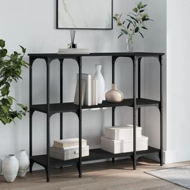 Table Console En Bois D'ingenierie Noir | 102x35x90 Cm, Elegante Et Durable, Gain De Place, Pieds Reglables