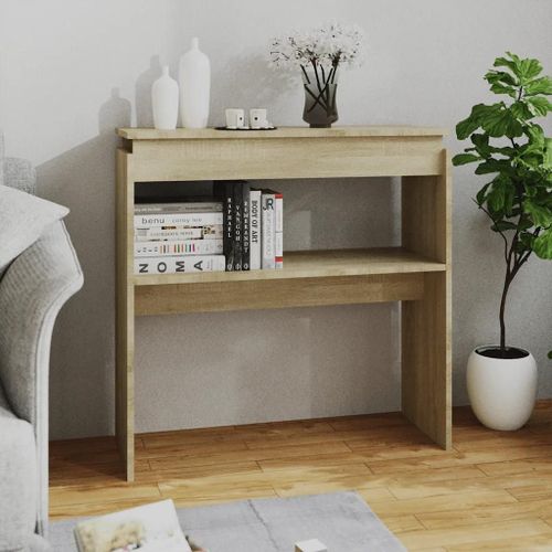 Table Console En Chene Sonoma | 80x30x80 Cm, Bois D'ingenierie, Compact, Gain De Place, Multifonctionnel