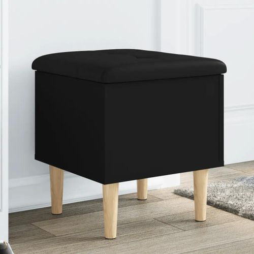 Banc De Rangement En Bois D'ingenierie Noir | 42x42x46 Cm, Compact, Gain De Place, Multifonctionnel Pour Salon Ou Entree, Capacite 110 Kg