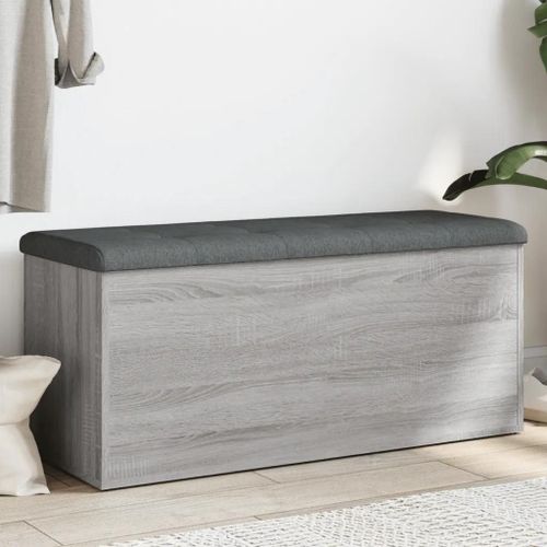 Banc De Rangement En Bois D'ingenierie Sonoma Gris | 102x42x45 Cm, Compact, Gain De Place, Multifonctionnel Pour Salon Ou Entree, Capacite 110 Kg