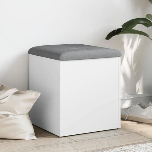 Banc De Rangement En Bois D'ingenierie Blanc | 42x42x45 Cm, Compact, Gain De Place, Multifonctionnel Pour Entree Ou Salon, Capacite 110 Kg