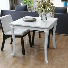 Table A Manger En Mdf Blanc Brillant | 80x80x76 Cm, 4 Pieds Robustes, Design Elegant, Gain De Place, Facile A Nettoyer