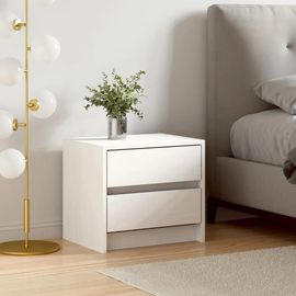 Table De Chevet En Pin Massif Blanc | 40x31x35,5 Cm, 2 Tiroirs, Compact, Gain De Place, Design Elegant