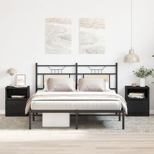 Armoires De Chevet En Bois D'ingenierie Chene Noir | 2 Pieces, 40x40x50 Cm, Compact, 4 Tiroirs, Gain De Place, Multifonctionnel