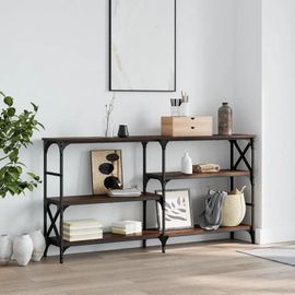 Table Console En Chene Marron Bois D'ingenierie | 150x29x76,5 Cm, Elegante Et Robuste, Gain De Place, Pieds Reglables