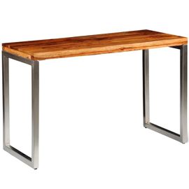 Table A Manger En Bois Massif Avec Pieds En Acier | 4-6 Personnes, Design Elegant, Multifonctionnel, Gain De Place