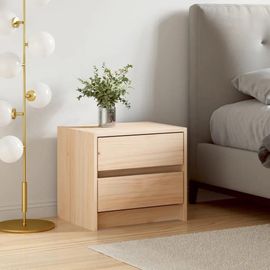 Table De Chevet En Pin Massif | 40x31x35,5 Cm, 2 Tiroirs, Design Elegant, Gain De Place, Multifonctionnel