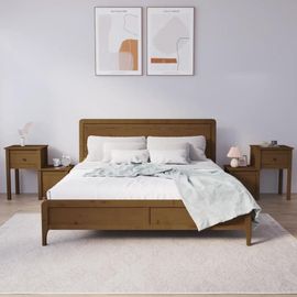 Tables De Chevet 2 Pcs En Pin Massif Marron Miel | 79,5x38x65,5 Cm, 1 Tiroir + 1 Compartiment, Gain De Place, Design Elegant