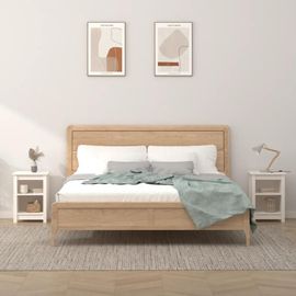 Tables De Chevet En Bois De Pin Massif 2 Pcs | 40x35x55 Cm, Blanc, Compact, Gain De Place, Design Elegant