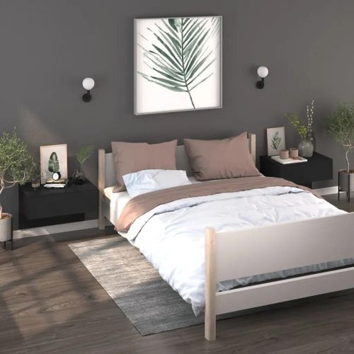 Tables De Chevet Murales En Bois D'ingenierie Noir | 2 Pieces, Compact, Gain De Place, Multifonctionnel