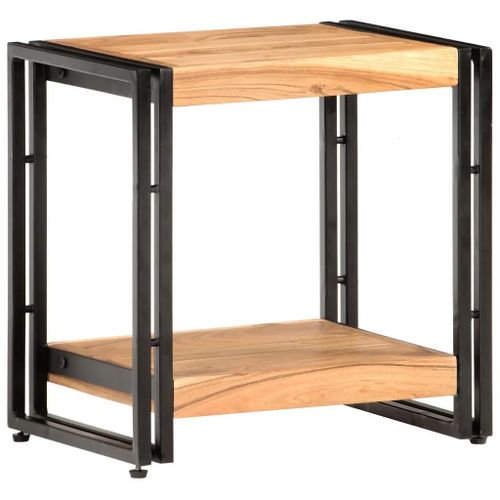 Table D'appoint En Bois D'acacia Massif | 40x30x40 Cm, Style Industriel, Compact, Gain De Place, Multifonctionnel (Canape/Chevet)