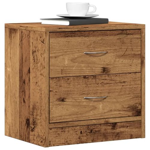 Table De Chevet En Bois D'ingenierie Vieux Bois | 40x30x40 Cm, 2 Tiroirs, Compact, Gain De Place, Multifonctionnel
