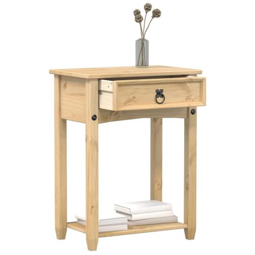 Table Console En Bois De Pin Massif Corona | 55x35x73 Cm, Compacte, 1 Tiroir + Etagere, Gain De Place, Decoration Interieure