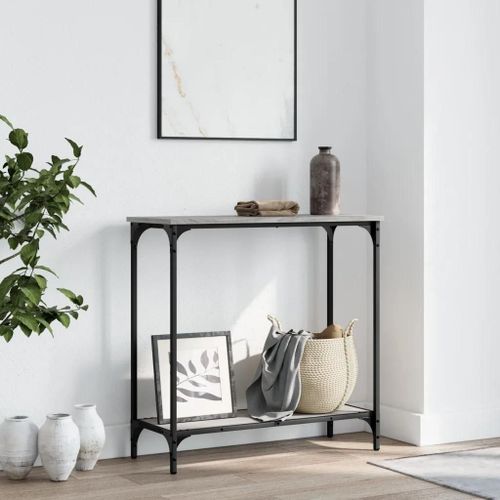 Table Console En Bois D'ingenierie Chene Sonoma | 75x30,5x75 Cm, Compacte, Gain De Place, 4 Pieds Reglables