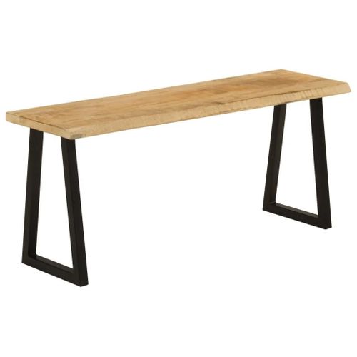 Banc En Bois De Manguier Massif Avec Bord Vivant | 105 Cm, Structure Stable En Acier, Gain De Place, Multifonctionnel Pour Salle A Manger Ou Salon