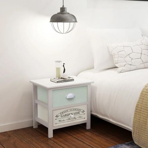 Table De Chevet En Bois Style Francais | 2 Pieces, Compacte, 2 Tiroirs, Gain De Place, Multifonctionnelle
