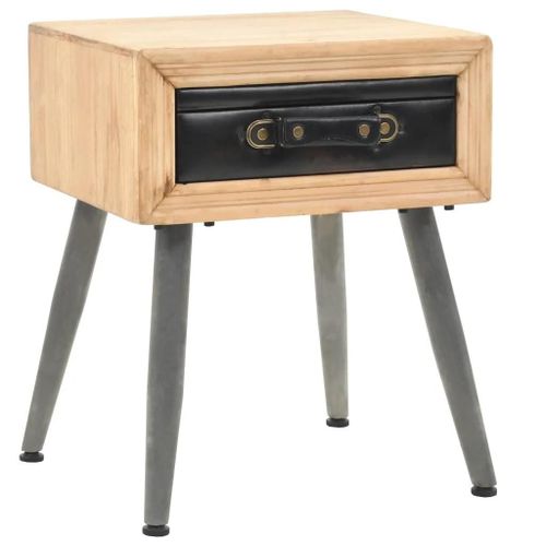 Table de Chevet en Bois de Sapin Massif | 43 x 38 x 50 cm, Compacte, Gain de Place, Style Retro avec Tiroir Valise