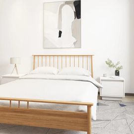 Tables De Chevet En Bois De Pin Massif | 2 Pcs, 35x34x32 Cm, Blanc, Compact, Gain De Place, Multifonctionnel