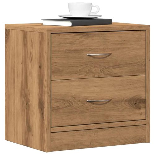 Table De Chevet En Chene Artisanal | 40x30x40 Cm, Bois D'ingenierie, 2 Tiroirs, Gain De Place, Compact